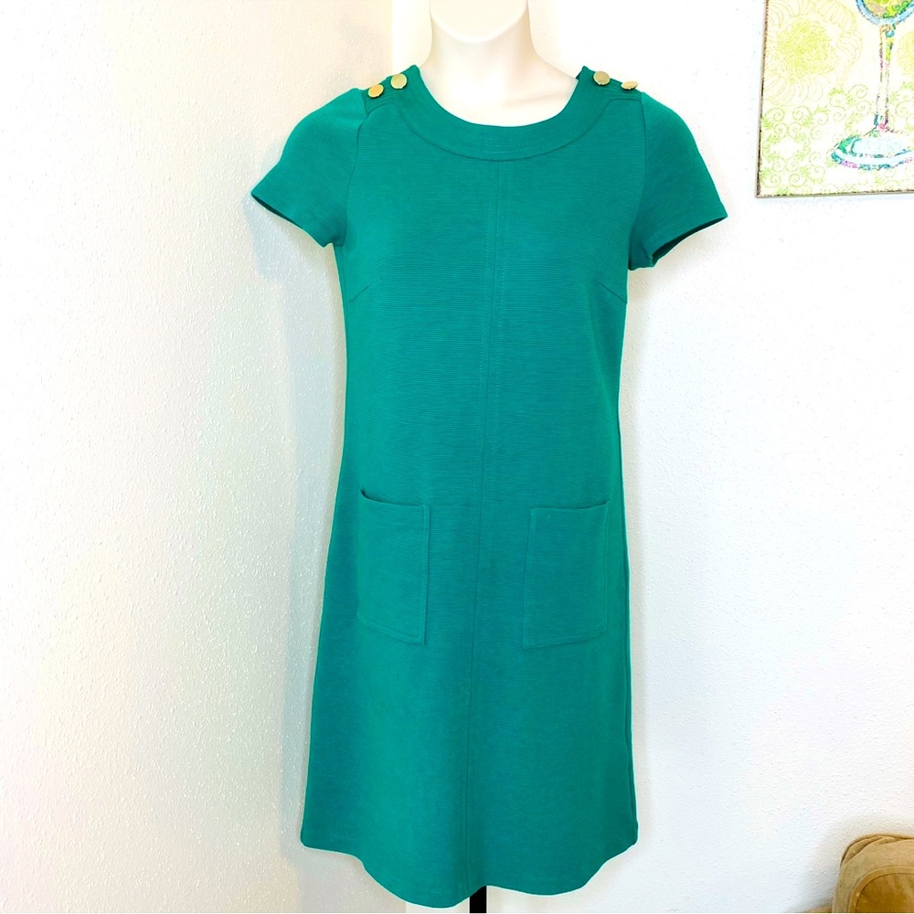 Boden Ottoman Dress Kelly Green Knit Short Sleeve Sz 12 L